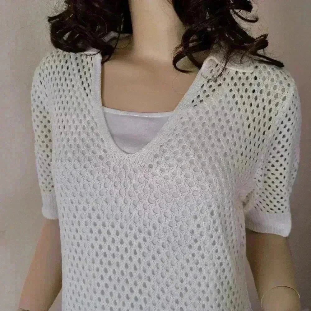 Steve Madden Dress short sleeve open knit midi  ivory/white size X… - Picture 7 of 7